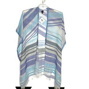 Echo Cardigan Blue Diagonal Stripe Draped Sleeve